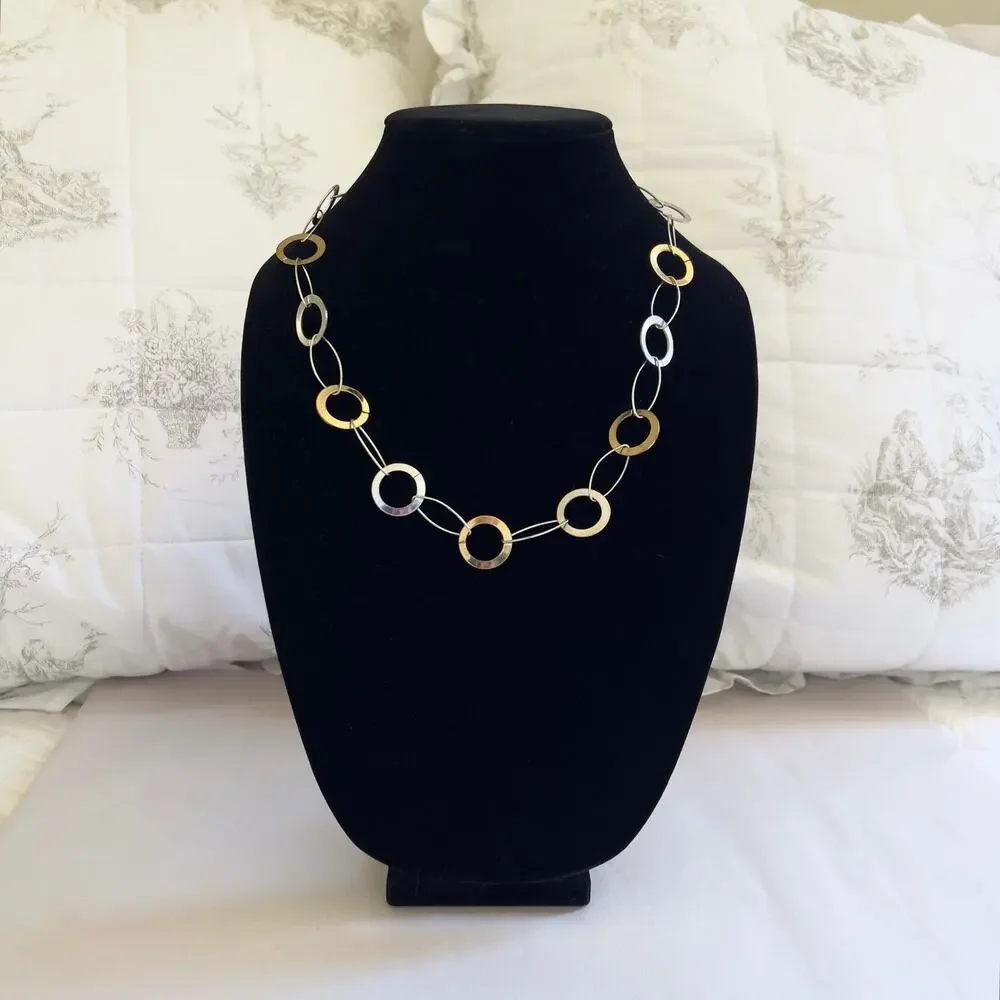 Vintage Y2K Silver and Gold Tone Link Chain Necklace